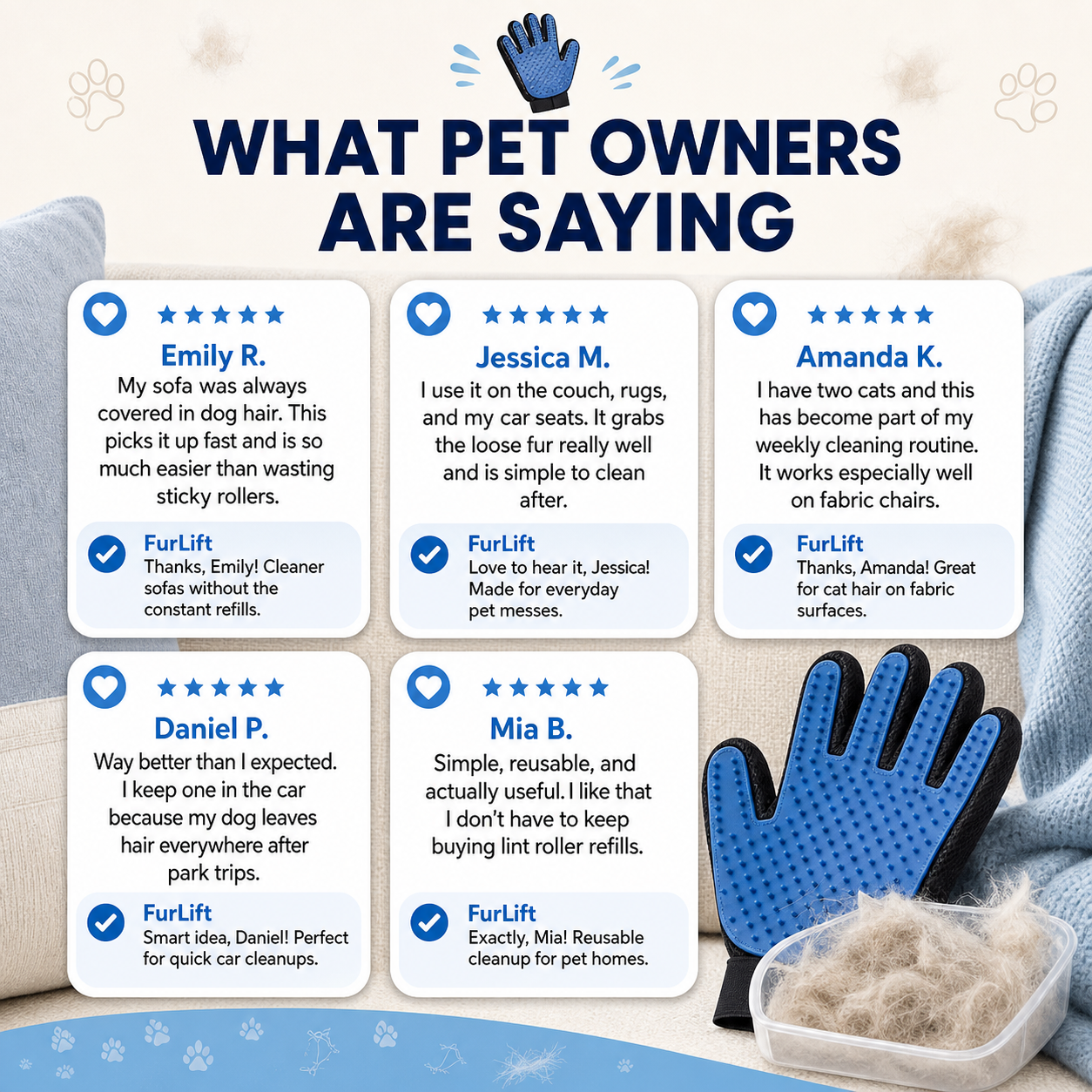FurLift™ Reusable Pet Hair Removal Glove