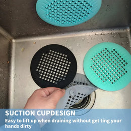 1/2/4Pcs Shower Drain Hair Catcher Drain Cover Bathroom Tub with Suction Cup 5.5 Inches Silicone Sink Strainer Suit for Bathtub